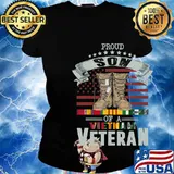 Proud Son Of A Viet Nam Veteran American Flag Shirt Ladies tee