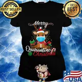 Rudolph Reindeer Wear Face Mask Merry Quarantine Christmas 2020 Shirt Ladies tee