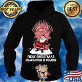 Santa claus first christmas quarantine is coming candy cane s Hoodie