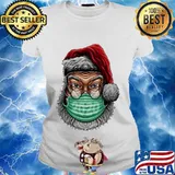 Santa Clause Wear Mask 2020 Covid 19 Merry Xmas Shirt Ladies tee