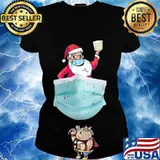 Santa Quarantine Wear Face Mask Toilet Paper Christmas Shirt Ladies tee