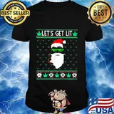 Santa weed let's get lit ugly christmas shirt