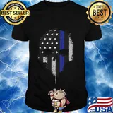 Skull Thin Blue Line Flag Back Shirt