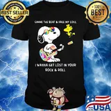 Snoopy and woodstock gimme the beat and free my soul i wanna get lost in your rock and roll shirt riding car 09 09 mk vintage shirt