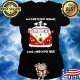 Snoopy riding peace bus on a dark desert highway cool wind in my hair s Ladies tee