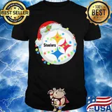 Sparkling Lights Logo Steelers Hat Santa Merry Christmas Shirt