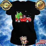 Star wars baby yoda and darth vader riding car vintage christmas tree s Ladies tee