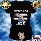 Strong Girl I Voted For Joe American Flag Shirt Ladies tee