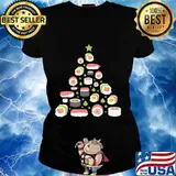 Sushi christmas tree funny xmas holiday season s Ladies tee