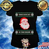 Theres some hos in this house inappropriate christmas santa s Ladies tee