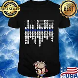 Thin Blue Line Horizontal Strength Bravery Spirit Patriotic Police American Flag Shirt