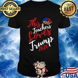 This Teachers Lovestrump 2020 School President Lip Leopard American Flag Shirt