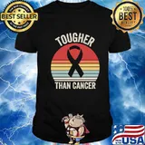 Tougher Than Cancer Ribbon Breast Cancer Awareness Vintage Retro Shirt