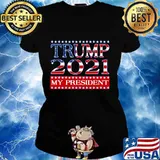 Trump 2021 My President American Flag Shirt Ladies tee