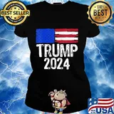 Trump 2024 American Flag Shirt Ladies tee