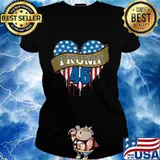 Trump 46 Heart American Flag Shirt Ladies tee