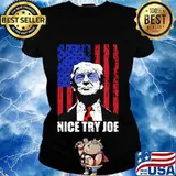 Trump nice try joe inauguration day 2021 american flag s Ladies tee