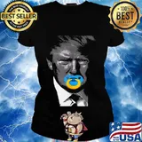 Trump with pacifier in mouth joke political parody s Ladies tee
