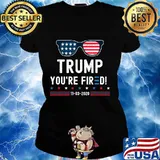 Trump You're Fired 11-03-2020 Glasses American Flag Shirt Ladies tee