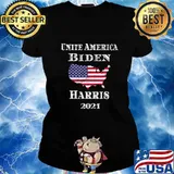 Unite America Biden Harris 46th 2021 Democratic American Flag Maps Shirt Ladies tee