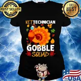 Vet Technician Gobble Squad Turkey Face Mask Thanksgiving Shirt Ladies tee