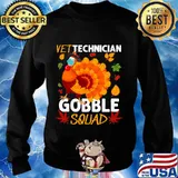 Vet Technician Gobble Squad Turkey Face Mask Thanksgiving Shirt Sweater