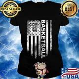 Vintage usa american flag basketball player team silhouette s Ladies tee