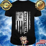 Vintage usa american flag basketball player team silhouette shirt
