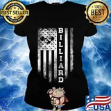 Vintage usa american flag pool billiard snooker silhouette s Ladies tee