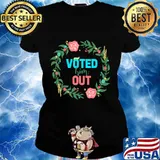 Voted Him Out Hair Donald Trump Flowers Shirt Ladies tee