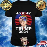 45 & 47 Trump 2024 President Ribbon Sunglasses American Flag Shirt