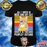 All I Need Is Beer And My Cat It Is Too People Outside Sunglasses American Flag Vintage Shirt