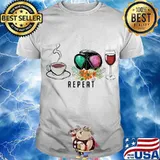 Coffee Wine Diving Repeat Flowers Shirt