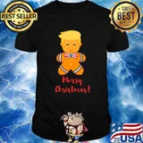Donald Trump Merry Christmas Gingerbread Ribbon Us Flag Shirt
