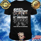 Fast And Eurious 20th Anniversary 2001 2021 Thank You For The Memories Signature Shirt