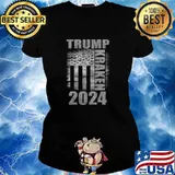 Kraken Octopus Trump 2024 Election American Flag Shirt Ladies tee