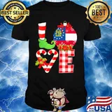 Love Georgia State Flag Vector Elf Pajama Christmas Shirt