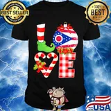 Love Ohio Flag Heart Pajama Elf Christmas Shirt