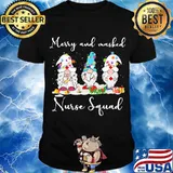 Merry And Wasked Nurse Squad Gnome Xmas Shirt