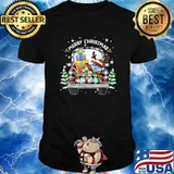 Merry Christmas Reindeer In Mask On Truck Shirt
