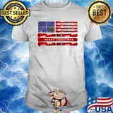 Merry Christmas Skis And Snow Usa Flag Navy Background Shirt