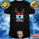 Merry Christmas Sun Glasses Reindeer Wear Mask Corona Virus Xmas Shirt