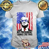 My President Looks Like This Donald Trump Sunglasses Amrican Flag Shirt