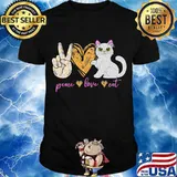Official Peace Love Eat Cat Heart Shirt