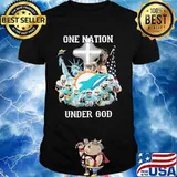 One Nation Under God Dolphins Miami Football American Flag Shirt