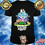 Peace Love Lgbt Bus Peanuts Snoopy Woodtosck Shirt