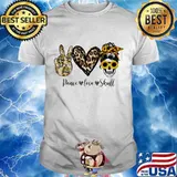 Peace Love Skull Sunflowers Heart Leopard Shirt