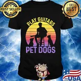 Play Guitar Pet Dogs Vintage Sunset Shirt