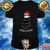 Santa Black Cat Mask Meowy Catmas Christmas Quarantine Shirt