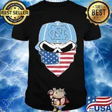 Skull Wear Hat North Carolina Tar Heels Football Mask American Flag Shirt